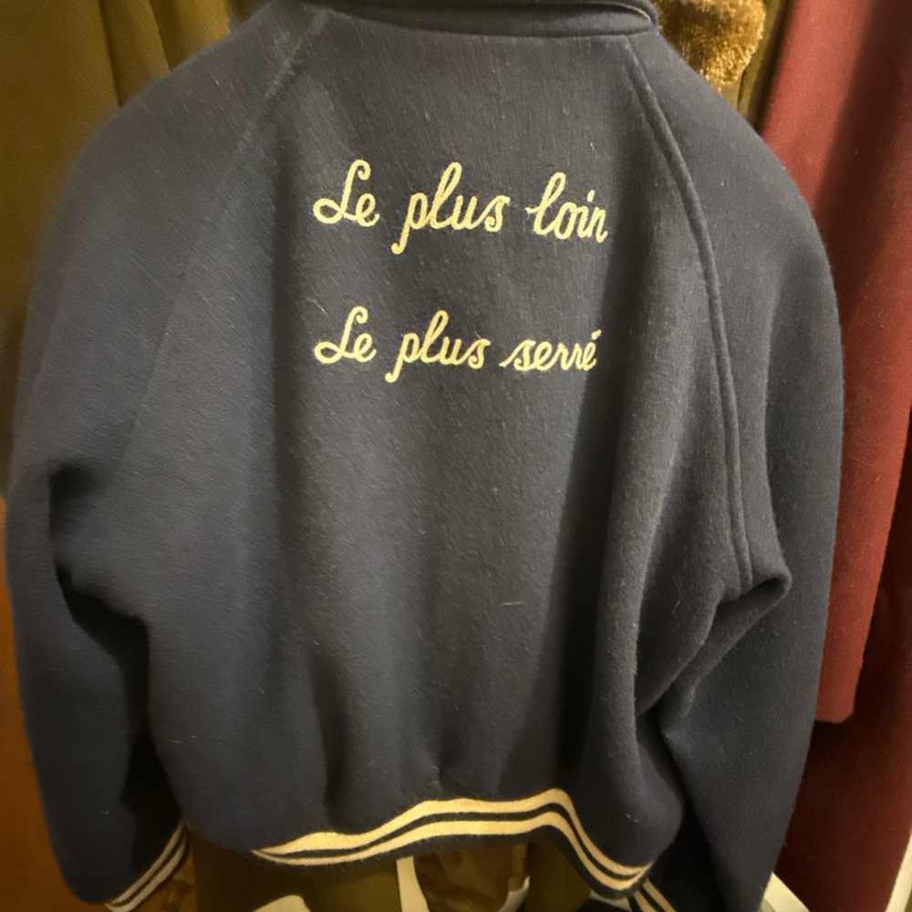 Gucci Navy Bomber Jacket with Cream Accents